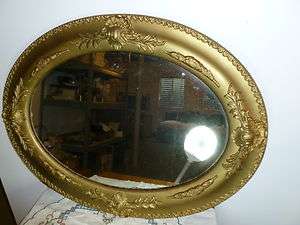 Beautiful Antique Gesso Oval Frame with Mirror Old Paint Wonderful 