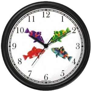  Four Colorful Coy Fish Wall Clock by WatchBuddy Timepieces 