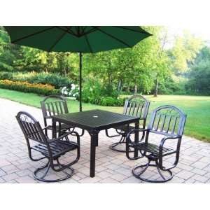   5pc Swivel Dining Set with Cantilever Umbrella Patio, Lawn & Garden