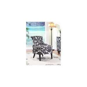  Diana Swoop Back Accent Chair   Black & White Floral 