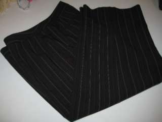 Chicos Pinstripe Dress Capris Size 1 Black Tan  