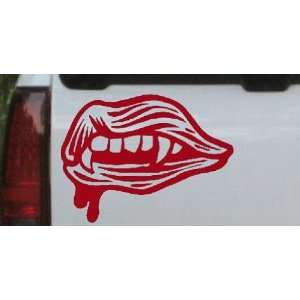 Vampire Mouth Fangs Lips Car Window Wall Laptop Decal Sticker    Red 