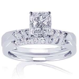   Radiant Cut Diamond Wedding Rings Set SI1 J 14K Fascinating Diamonds