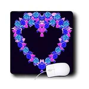   Hearts   Blue and Pink Fancy Floral Heart   Mouse Pads Electronics