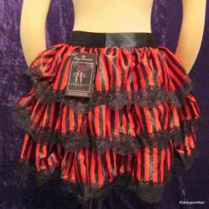   Bustle Skirt Red Black Stripes Steampunk Burlesque Goth Lolita  