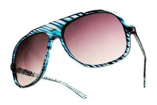 Vintage 70s 80s Turbo Candy Stripe Sunglasses  Blue  