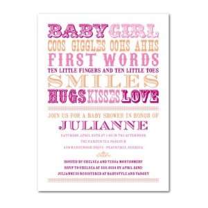 Baby Shower Invitations   Baby Words Azalea By Hello Little One For 