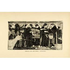  1890 Wood Engraving Funeral Lamentations State Greek 