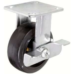RWM Casters 45 Series Plate Caster, Rigid with Brake, Rubber on Iron 