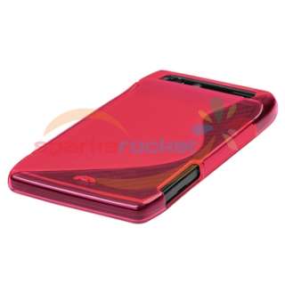 Hot Pink S Shape TPU Case+3x Privacy Screen Film Cover for Motorola 