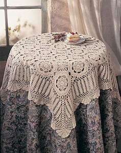 Hand Crocheted Lace Tablecloth 30 Square White or Beige  