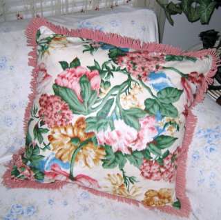 New PINK FLORAL 20x20 PORCH PILLOW w Feather Insert  