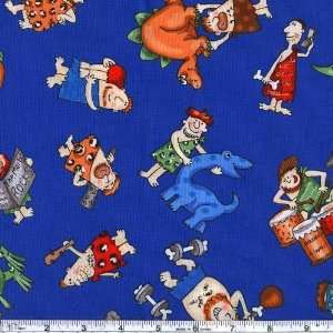  45 Wide Cavemen Royal Fabric By The Yard Arts, Crafts 