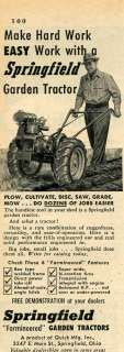 1952 Springfield  Farmineered  Garden Tractor Springfield Ohio Ad 