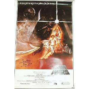   Movie Poster Signed by Carrie Fisher and Dave Prowse