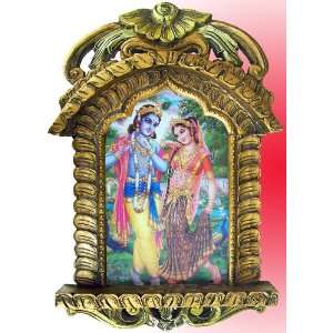  Krishna Playing Flute & Radha Dancing Poster Painting in 