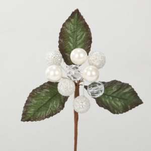 Club Pack of 180 Glittered White and Clear Artificial Berry Christmas 