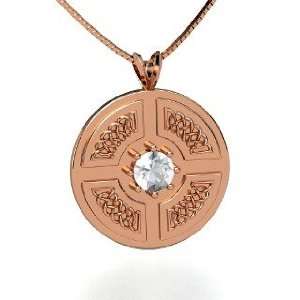  Celtic Shield Necklace, Round Rock Crystal 14K Rose Gold 
