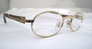 CARTIER GOLD EYEGLASSES GLASSES WOOD NEW   AUTHENTIC  