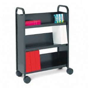   Book & Utility Cart, Three Shelves, 27 x 13 x 43, Raven Black