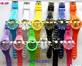   Jelly Sports Dial Quartz Date Calendar Wrist watches 13 colors  