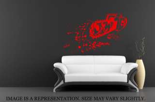 Chainsaw and Splatter Wall Decal / Sticker Goth Decor  