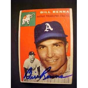 Bill Renna Philadelphia Athletics #112 1954 Topps Autographed Baseball 