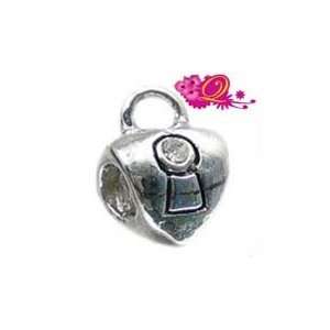   Silver Plated Heartlock Charm Bead for Pandora/Troll/Cham Jewelry
