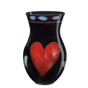  Kosta Boda Hearts On Black 8 Vase