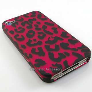 Pink Leopard Rubberized Hard Case Cover for Apple iPhone 4S NEW  
