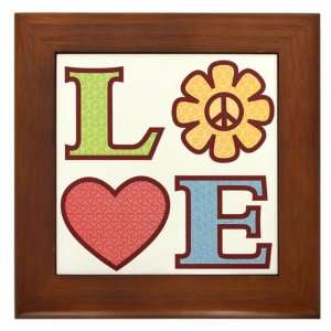  Tile LOVE with Sunflower Peace Symbol and Heart 