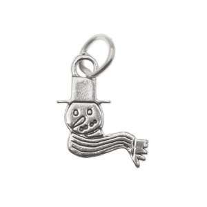  Sterling Silver Charm Cute Snowman Head With Scarf 16mm (1 