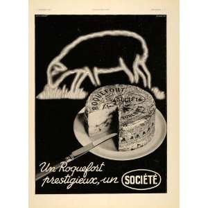 1936 French Ad Roquefort Cheese Societe Ewe M. Pecnard   Original 