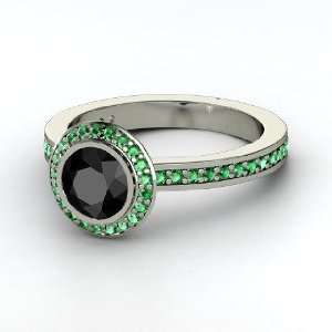  Roxanne Ring, Round Black Diamond 14K White Gold Ring with 