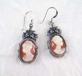  Flower Topped Coral Cameo Earrings Clothing