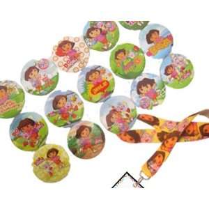 Dora Birthday Party Set   15 Favor Badges & Dora Boots Lanyard w Name 
