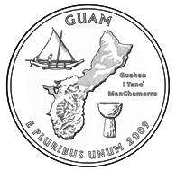 GUAM Quarter Cut Coin Silver Necklace Charm Pendant  