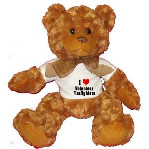  I Love/Heart Volunteer Firefighters Plush Teddy Bear with 
