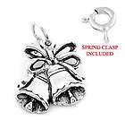 STERLING SILVER WEDDING BELLS CHARM W/SPRING RING CLASP