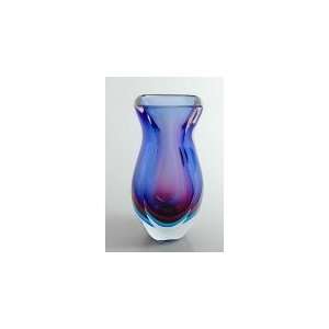  Murano Glass Blue & Red Sommerso Vase Heavy 100% Hand 