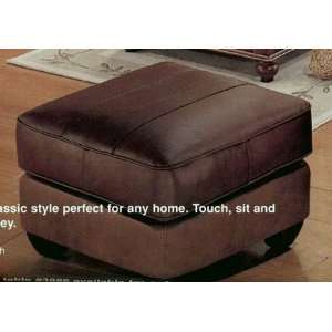  Monterey Chocolate Brown 100% Real Leather Sofa Ottoman 