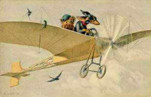 Dachshund Dogs Airplane Soaring High Postcard Print  