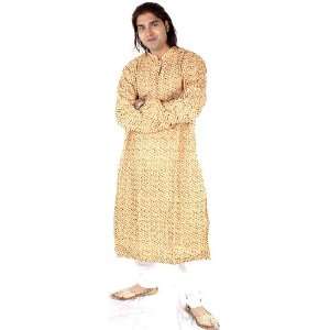  Beige Kurta Set with Multi Colored Embroidery All Over 