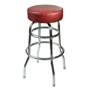  Galena Double Ring Chrome Stool with Wine Vinyl Seat
