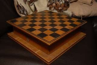 OLD 1920s? HEAVY WOODEN CHECKERS, CHESS BOARD ANTIQUE VINTAGE 32x32cm 