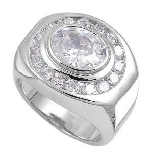   Clear CZ   6mm Band Width   21mm Face Height   Sizes 8 11 Jewelry