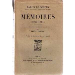  Memoires 1900 1914 Baron De Schoen Books