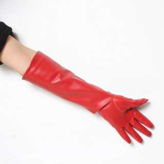 40cm(15.7) long real leather evening gloves*bright red  