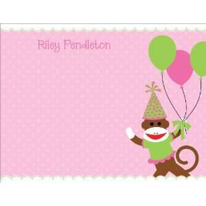  Sock Monkey Pink Note Cards