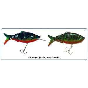 Kicktail 2 Set Fire Tiger Shad (1 Diver and 1 Floater)  